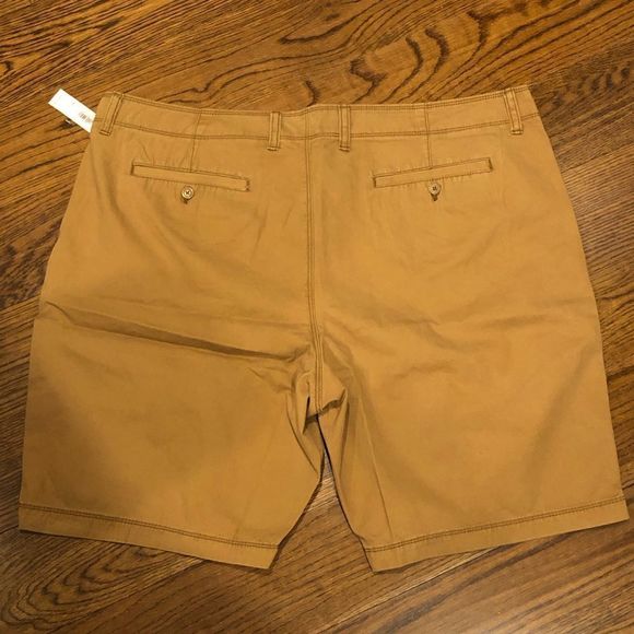 Mens Camel Colored Flat Front Longer Length Chino Shorts Sz 44 - Picture 2 of 7